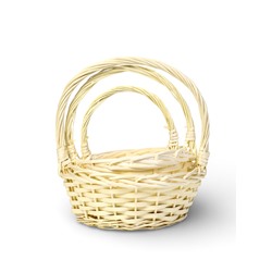 Корзина плетёная для хранения Rama, с ручкой, бежевая, набор 3 шт.