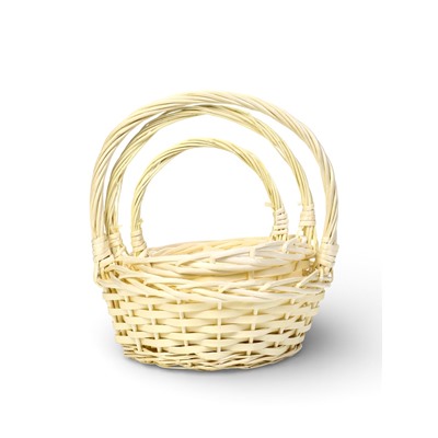 Корзина плетёная для хранения Rama, с ручкой, бежевая, набор 3 шт.