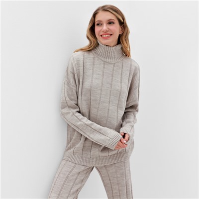 Костюм женский (джемпер, брюки) MINAKU: Knitwear Collection, размер 42-44, капучино