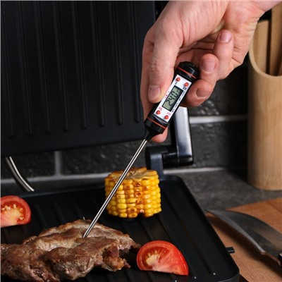 Термометр (термощуп) кухонный JR-1, электронный, на батарейках, с чехлом, чёрный