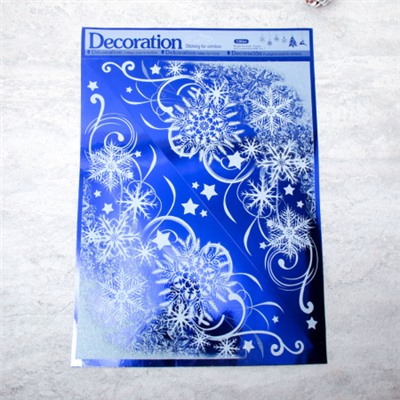 Наклейка новогодняя 38х30 Снежинки / 611-7 /уп 12/300/ микс