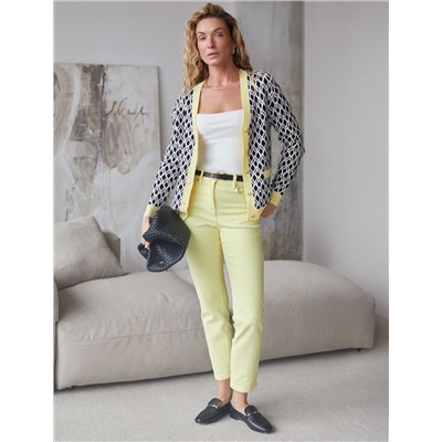 Кардиган с V-вырезом жаккардовой вязки с принтом ромб