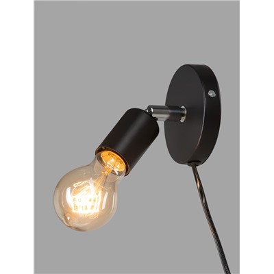 Спот «Дарни» с проводом и выключателем Е27 40 Вт чёрный 10×10×10-160 см