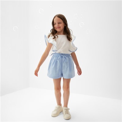 Комплект (Блузка и шорты) для девочки MINAKU, голубой, рост 122 см