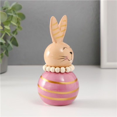 Фигурка керамика «Зайка-неваляшка с полосками», бежево-сиреневый, 6.3×6.3×13.3 см