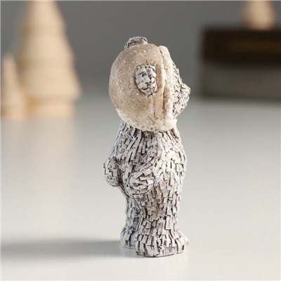 Фигурка полистоун «Мишка в шапке; колпаке, стоит», серый, 4×3×7 см, МИКС