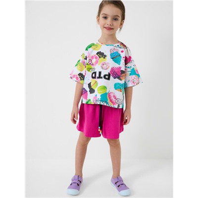 Комплект трикотажный для девочек: фуфайка (футболка), шорты