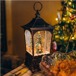 Светодиодная фигура «Фонарь с щелкунчиком» 13.5×28.5×13.5 см, пластик, батарейки ААх3 (не в комплекте), USB, свечение тёплое белое