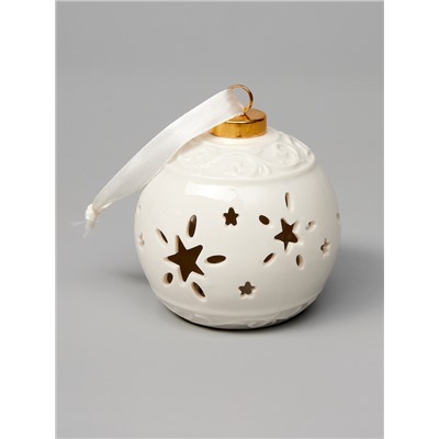 Ёлочный шар с подсветкой «Звёздочки», 10×8.8×8.8 см, 1 LED, керамика, от батареек LR44×3, керамика, свечение тёплое белое