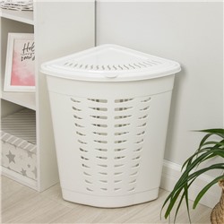 УЦЕНКА Корзина для белья с крышкой 45 л 38×38×56 см угловая, цвет белый