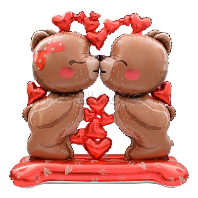 Шар 3D (59''/150 см) Фигура на подставке, Влюбленные мишки, 1 шт. в уп.