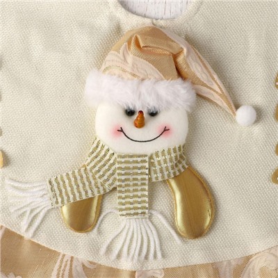 Коврик под ёлку «Снеговик и ёлочки» d=57 см, бело-золотой