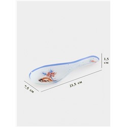 Подставка под ложку новогодняя Доляна «Снегири на ветке», 21.5×7.5×1.5 см, стекло, белая, голубая