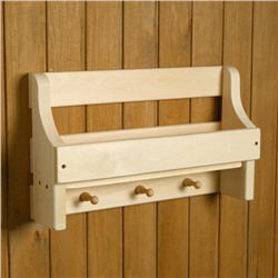 Полка - вешалка для бани и сауны «Универсальная», 50×30×12 см, деревянная, 3 крючка, «Добропаровъ»