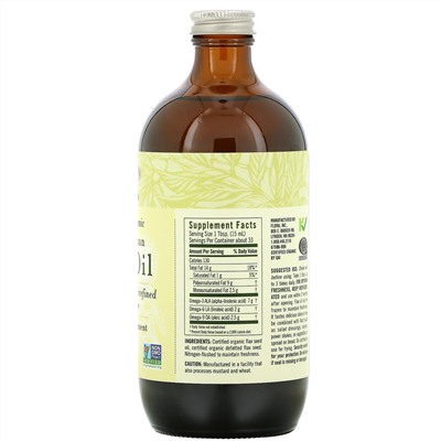 Flora, Certified Organic High Lignan Flax Oil, 17 fl oz (500 ml)