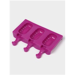 Форма для мороженого «Эскимо волна», силикон, 19.4×13 см, 3 ячейки (7×4 см), МИКС