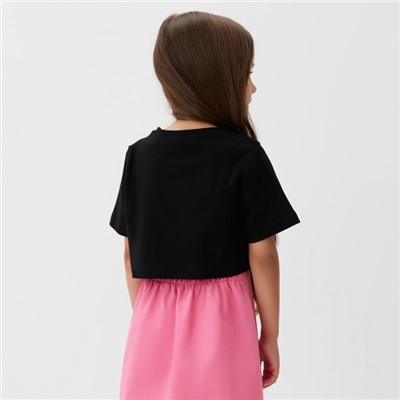 Футболка для девочки укороченная KAFTAN: Basic line, чёрная, размер 28, рост 86-92 см