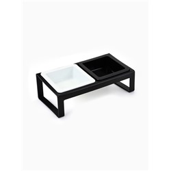 Миски с подставкой КВАРТЕТ пластиковые двойные (+ 2 миски в подарок), 2×0.38 л