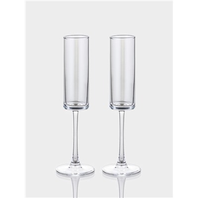Набор бокалов для шампанского Just for you, 180 мл, 2 шт., 7×24 см, стекло, прозрачный