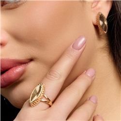 Комплект ювелирной бижутерии коллекция "Дубай" серьги и кольцо 20 р, покрытие позолота, арт.217.497-20