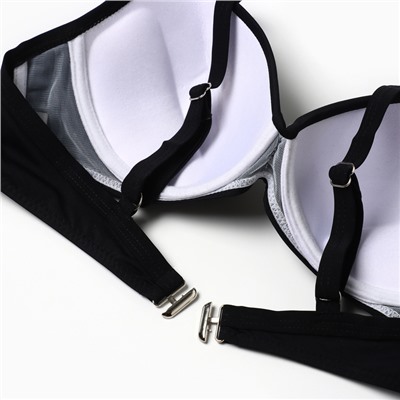 Купальник раздельный тройка с двумя видами плавок, чёрный, размер 38