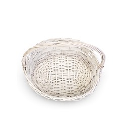 Корзина плетёная для хранения Alba, с ручкой, белая, набор 2 шт.