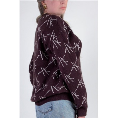 Джемпер Штрихи арт.1897 (Темно-коричневый)