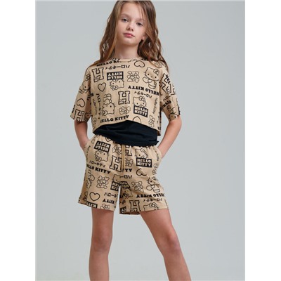 Комплект трикотажный для девочек: майка, шорты, фуфайка (футболка)