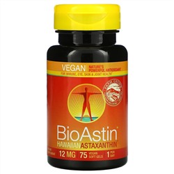 Nutrex Hawaii, BioAstin, 12 мг, 75 веганских капсул