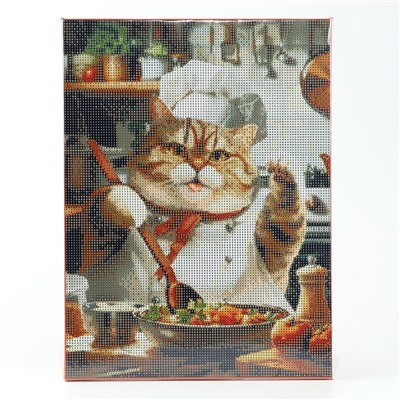 Алмазная мозаика с полным заполнением на холсте с подрамником «Толстенький повар», 30×40 см