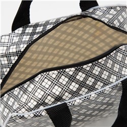 Косметичка-сумка на молнии с сеткой, с ручками, с принтом, молочная