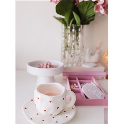 Чайная пара Доляна «Любовь», чашка 320 мл, блюдце d=16 см, ручная роспись, керамика, белая