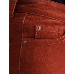 Укороченные эластичные брюки слим из микро вельвета