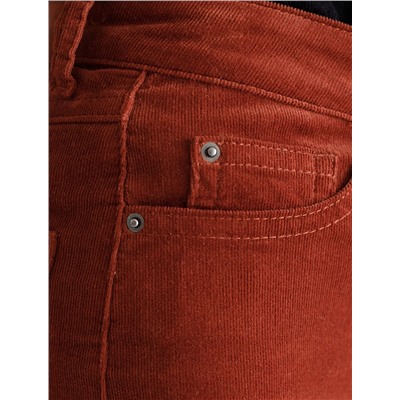 Укороченные эластичные брюки слим из микро вельвета