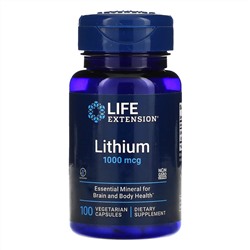 Life Extension, литий, 1000 мкг, 100 вегетарианских капсул