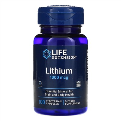 Life Extension, литий, 1000 мкг, 100 вегетарианских капсул