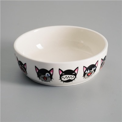 Миска керамическая «Эмоджи» 250 мл - 12×12×3.5 см, белая