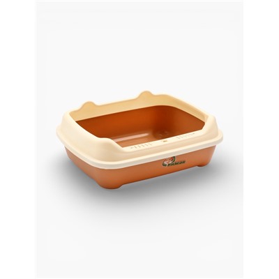 Туалет, 36×28×14 см, с боковым входом, бортами и совком, коричневый