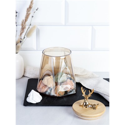 Банка для сыпучих бамбуковая крышка с фигуркой 800 мл 13х11 см / 9860 /уп 48/ новогодняя