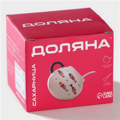 Сахарница Доляна «Зайка», 200 мл, с ложкой, доломит, белая