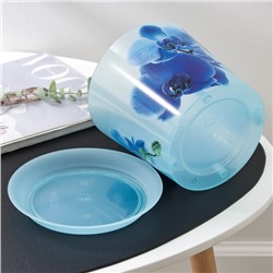 Горшок для орхидей с поддоном IDEA «Деко», 2.4 л, пластиковый, голубой