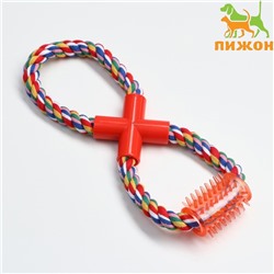Игрушка тренировочная канатная «Восьмерка с зубочисткой», до 27 см, до 140 г, микс цветов