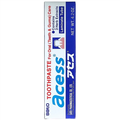 Sato, Acess, зубная паста для ухода за полостью рта, 125 г (4,2 унции)