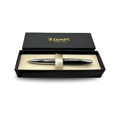 Ручка автоматическая шариковая металлическая  "ALPS" 0.7мм синяя,черный/хром подарочная упак. 210602 Luxor