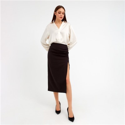 Юбка миди со сборкой женская MIST: Classic Collection, размер 48, чёрная