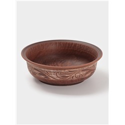 Тарелка глубокая «Ангоб», 700 мл, 18×6 см, красная глина