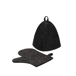 Набор для бани, 2 предмета, однотонные: шапка, рукавица, МИКС