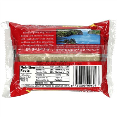 King Oscar, Wild Caught, Sardines In Dijon Mustard, 3.75 oz (106 g)