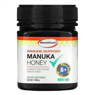 ManukaGuard, поддержка иммунитета, мед манука, MGO 100, 250 г (8 унций)