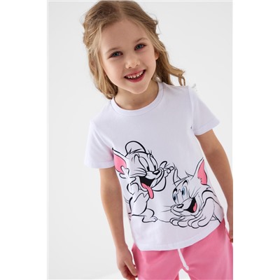 Комплект трикотажный для девочек: фуфайка (футболка), брюки PLAYTODAY, 1240380